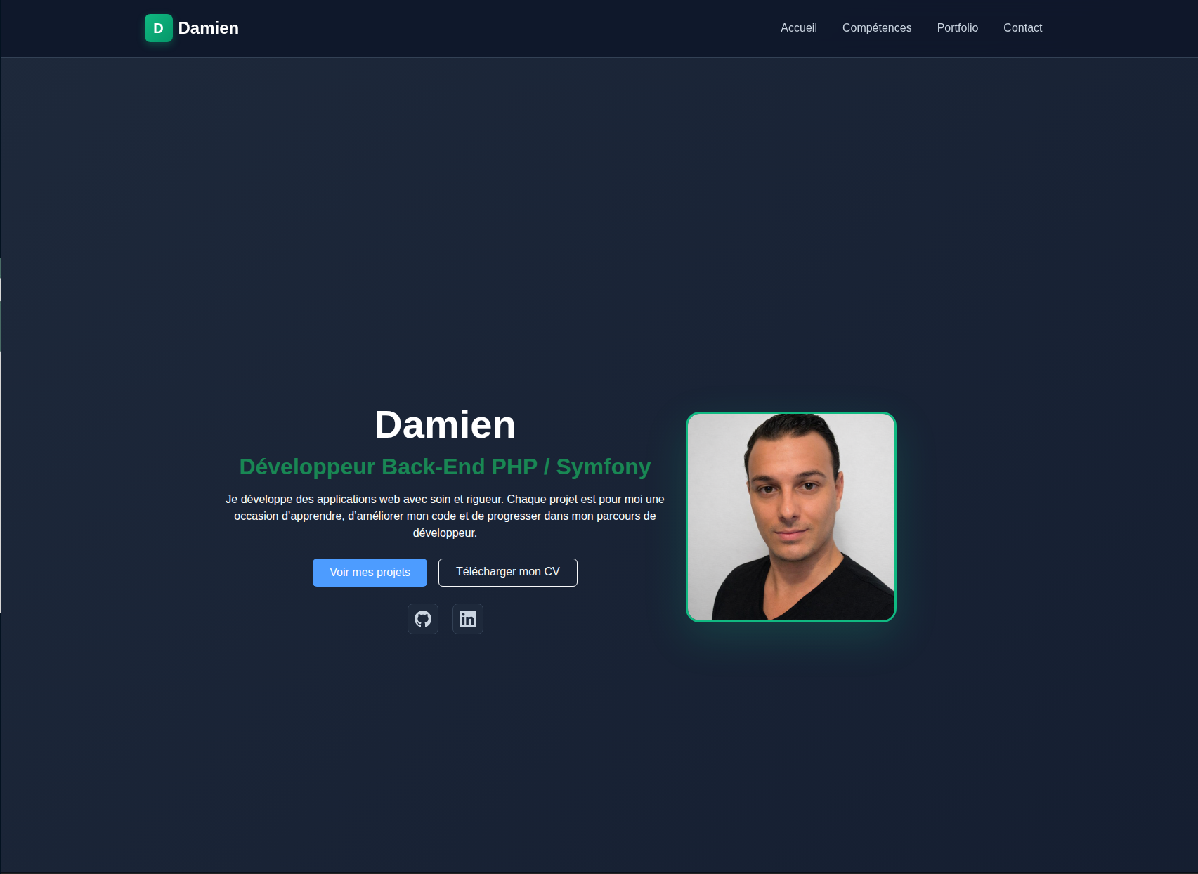 Portfolio développeur Symfony